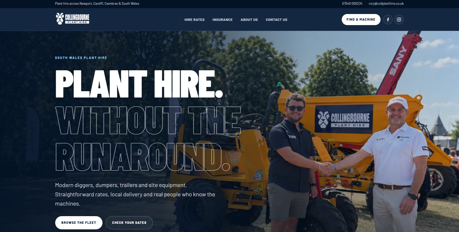 Collingbourne Plant Hire website