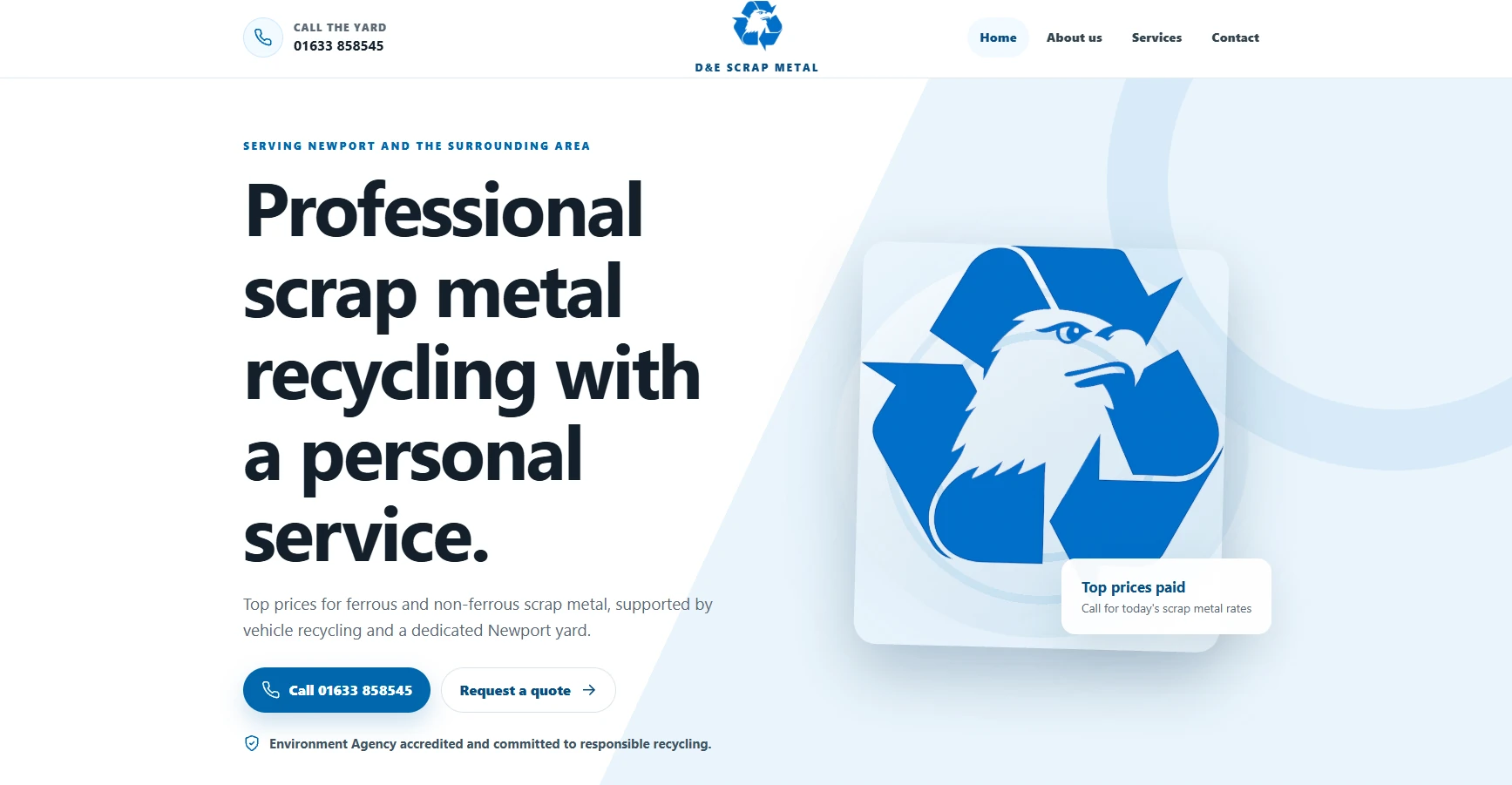 D&E Scrap Metal website